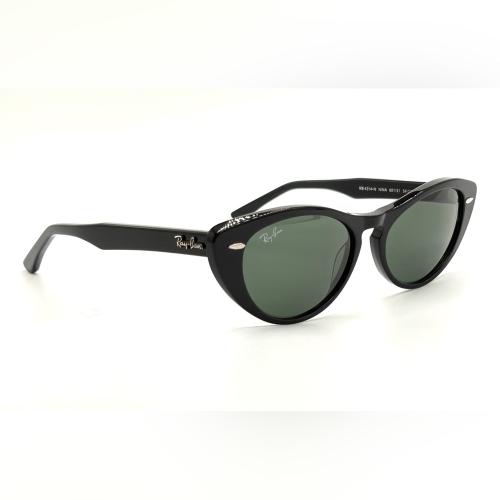 Ray-Ban Nina Black Cat-Eye Sunglasses 901/31 Green G-15 54-140 Comes w/Case - Picture 9 of 16